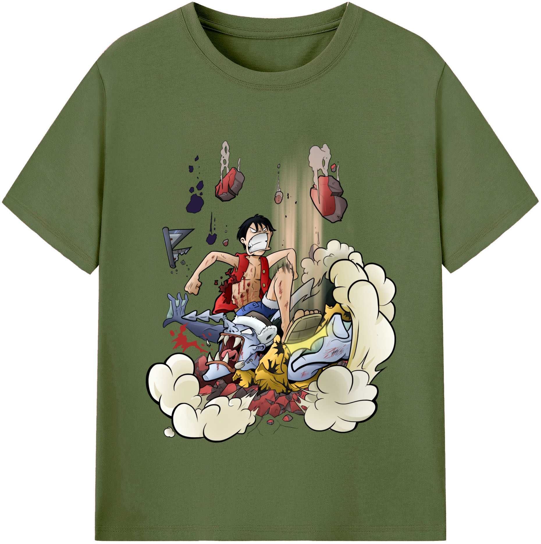 ワンピース モンキー・D・ルフィ ONE PIECE Monkey D. Luffy 綿100％半袖Tシャツ（フロントプリント）